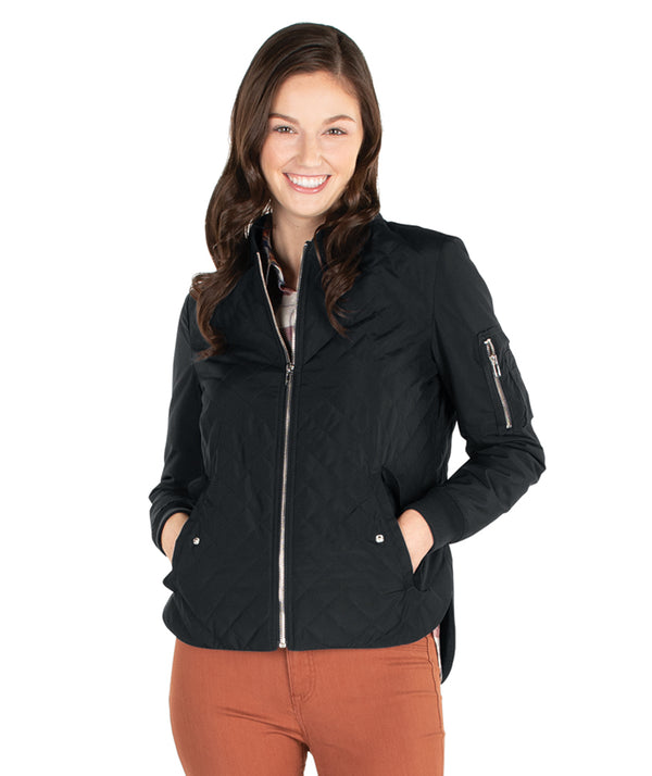 Monogrammed Black Quilted Boston Flight Jacket