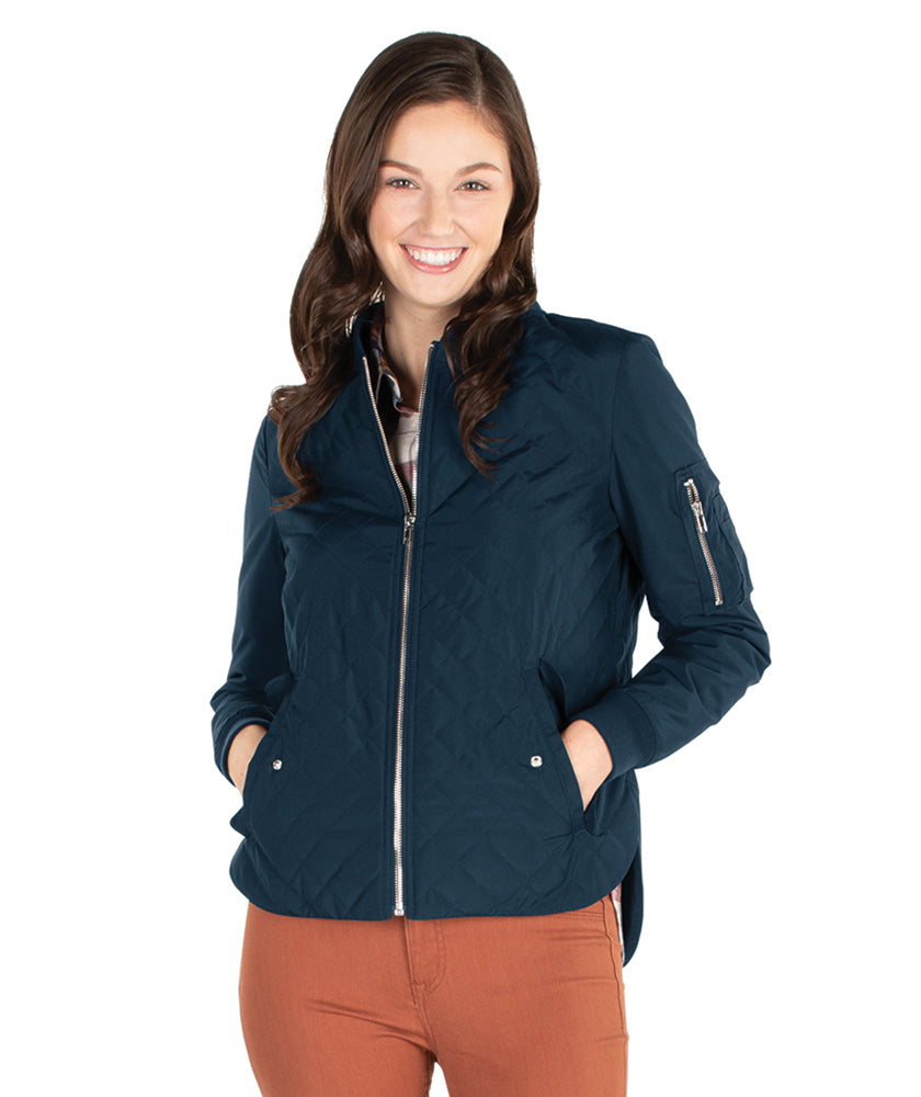 Monogrammed Navy Quilted Boston Flight Jacket