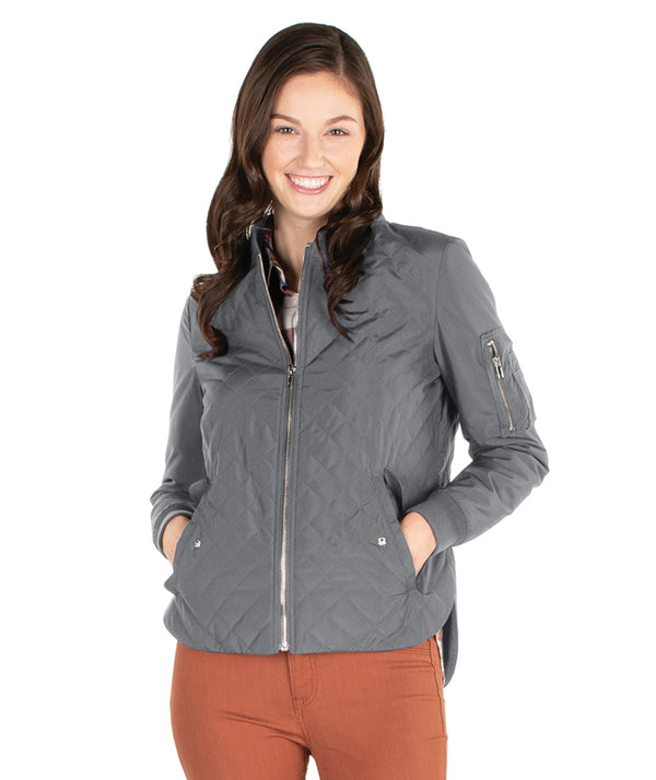 Monogrammed Grey Quilted Boston Flight Jacket