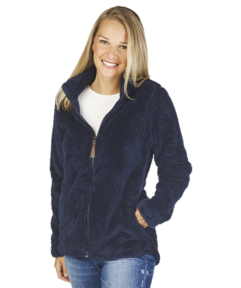Monogrammed Navy Women's Newport Full Zip Sherpa Fleece Jacket