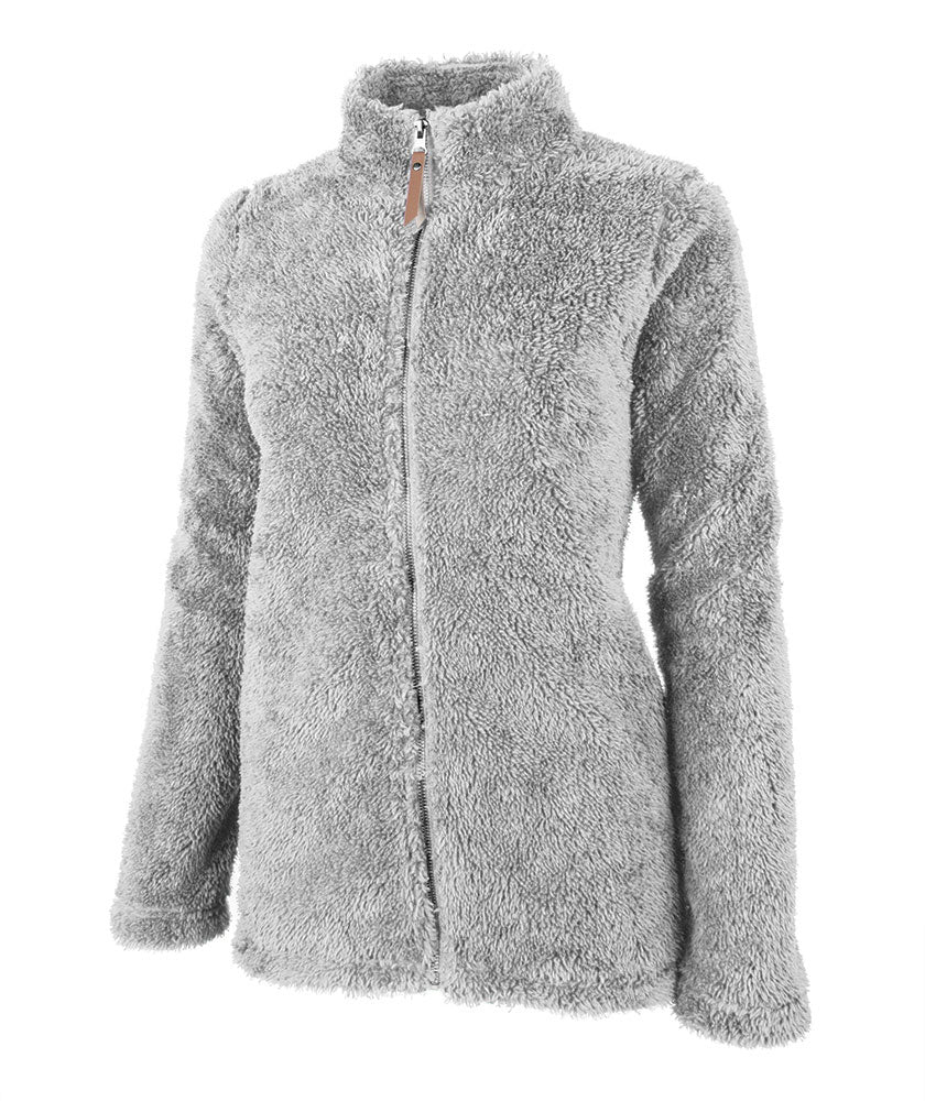 Monogrammed Grey Women's Newport Full Zip Sherpa Fleece Jacket