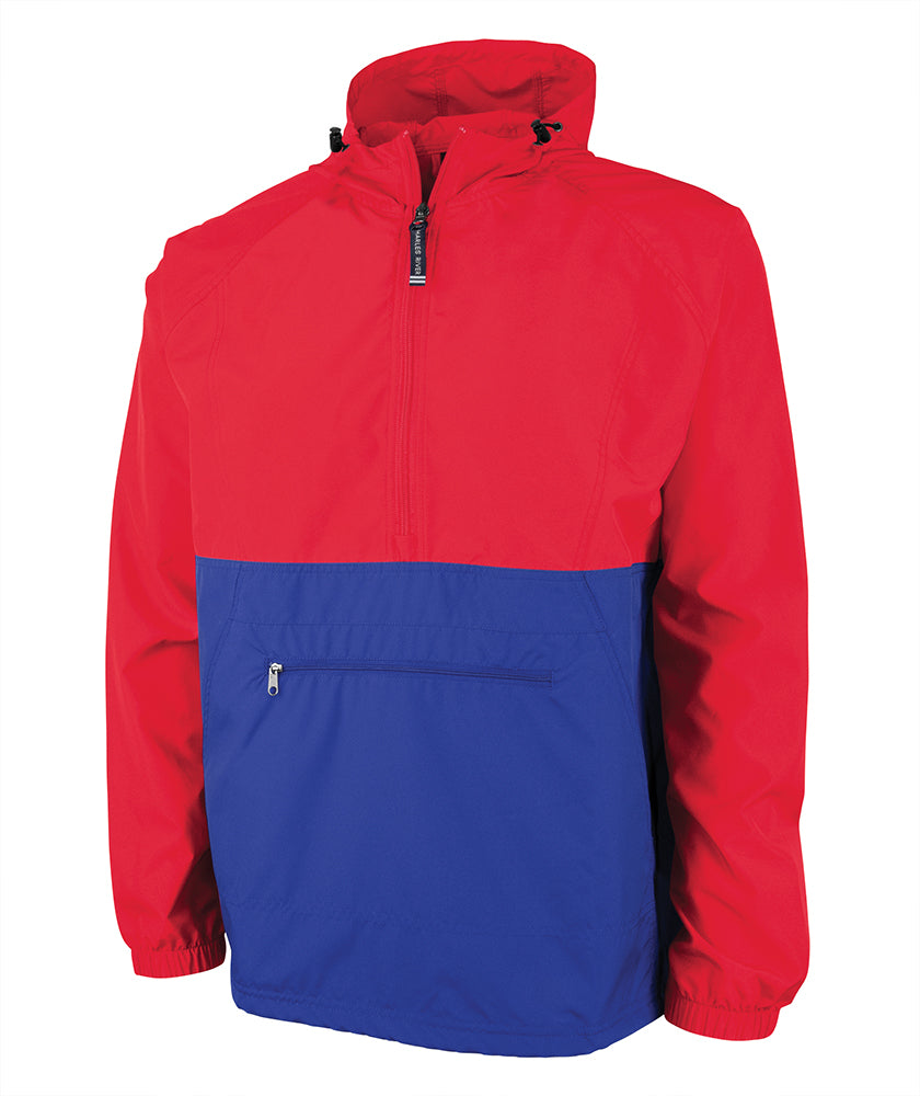 Monogrammed Adult Color Block Pack-N-Go Lightweight Pullover Rain Jacket By Charles River Apparel