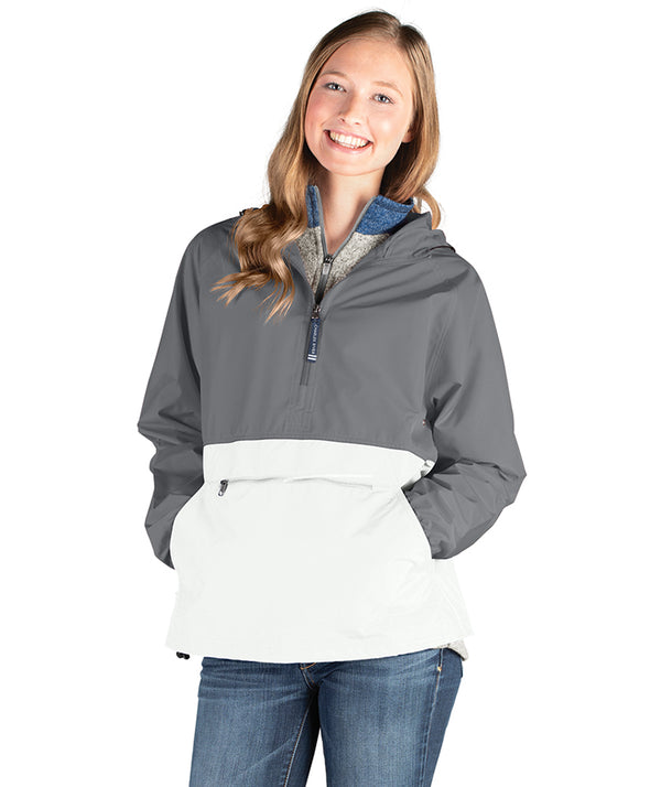 Monogrammed Adult Color Block Pack-N-Go Lightweight Pullover Rain Jacket By Charles River Apparel