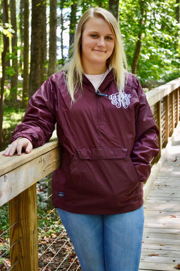 Monogrammed Lined Pullover Rain Jacket