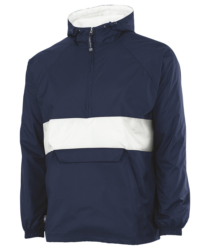 Navy and White Charles River Pullover Rain Jacket