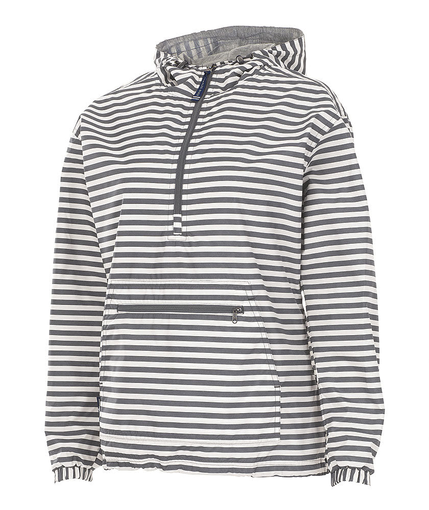 Monogrammed Grey and White Striped Women's Chatham Anorak