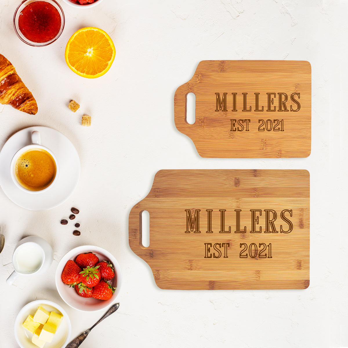 Monogrammed Wood Cutting Board - Name Year Design