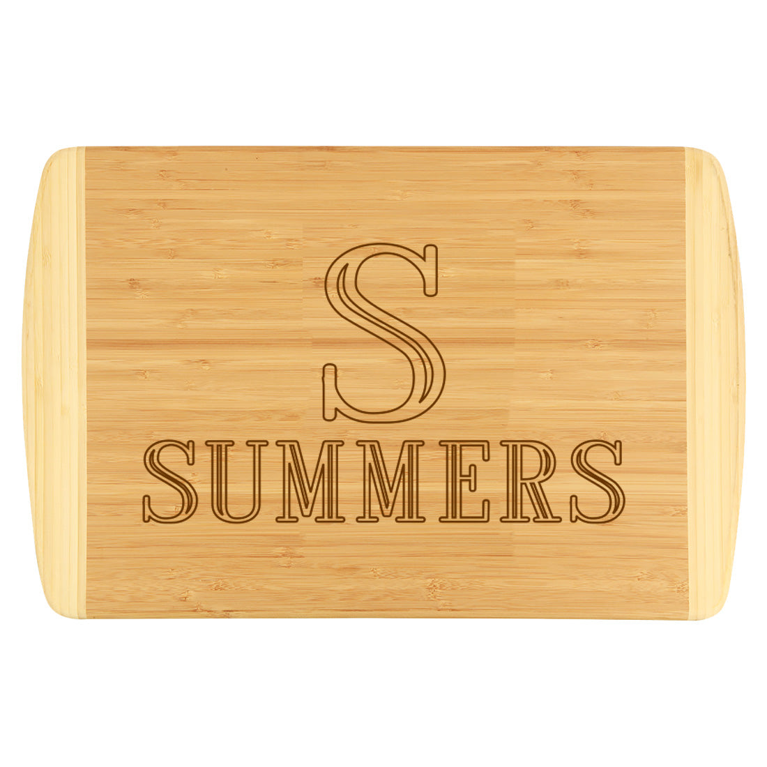 Monogrammed Two-Tone Wood Cutting Board - Initial Name Design