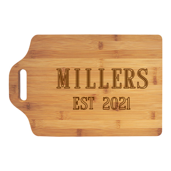 Monogrammed Wood Cutting Board - Name Year Design