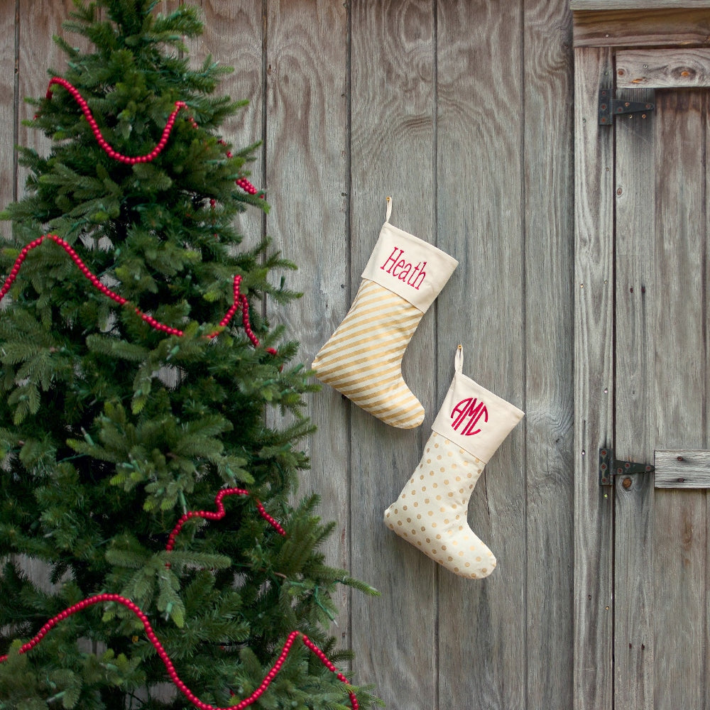 Personalized Classic Gold Stripe Stocking