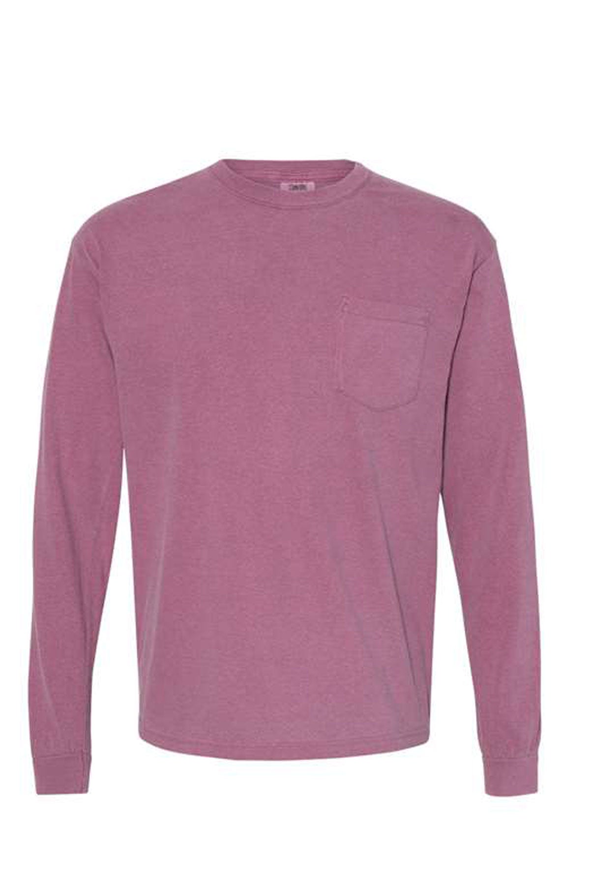 Monogrammed Long Sleeve Pocket Tee - Berry