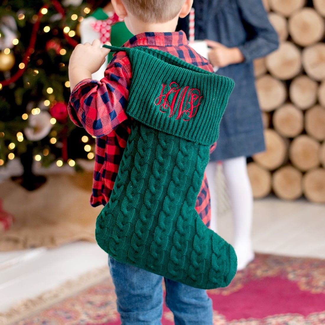Personalized Hunter Green Knit Stocking