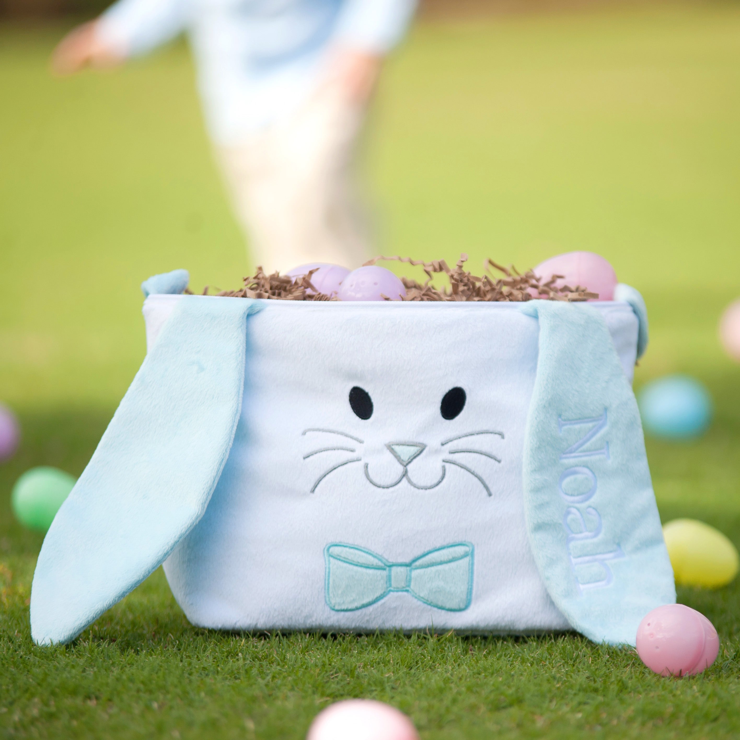 Buy Monogrammed Boys Blue and White Hippity Hoppity Easter Bucket