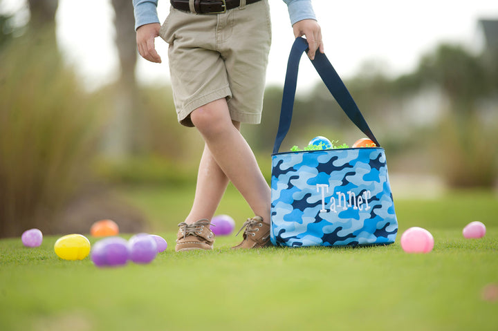 Best Monogrammed Blue Cool Camo Easter Bucket