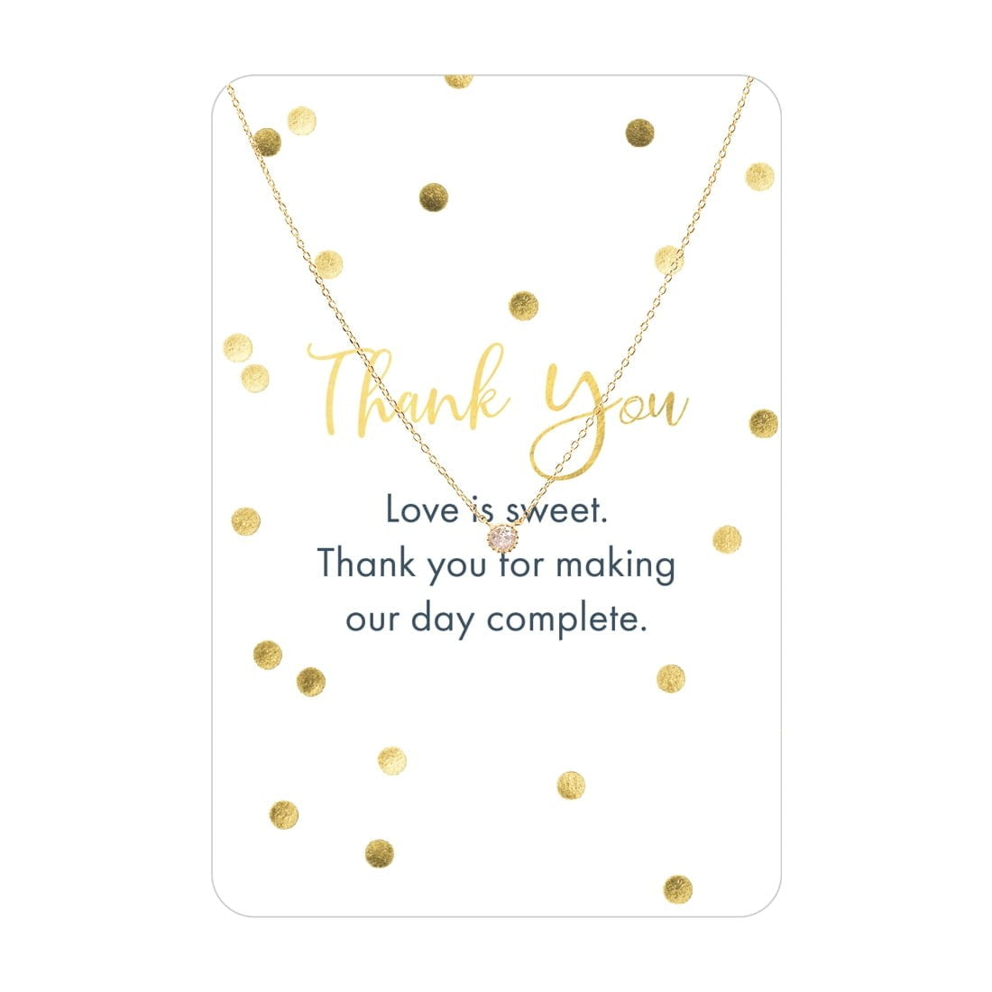Gold CZ Thank You Necklace