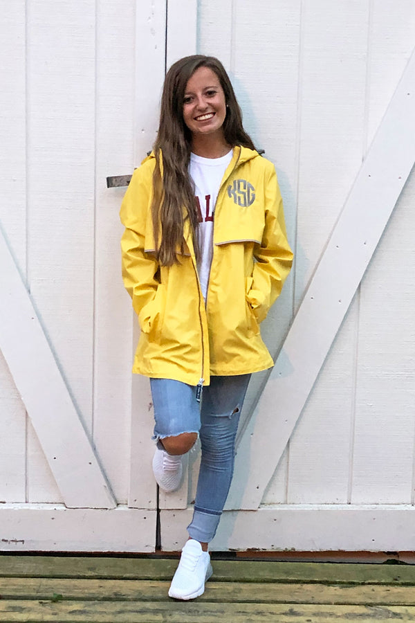 Monogrammed Yellow Women's New Englander Rain Jacket